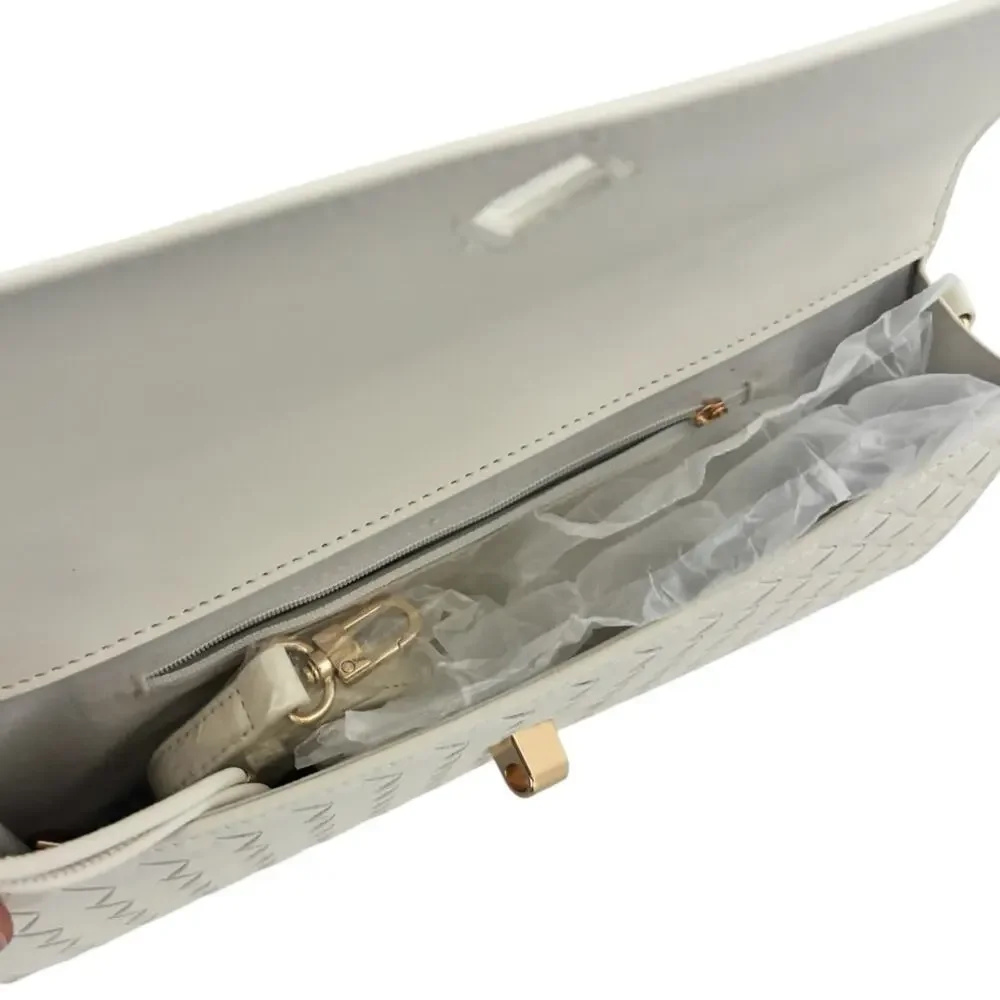 Few Moda Theia Bag East West Clutch with Crossbody Strap Cream NEW